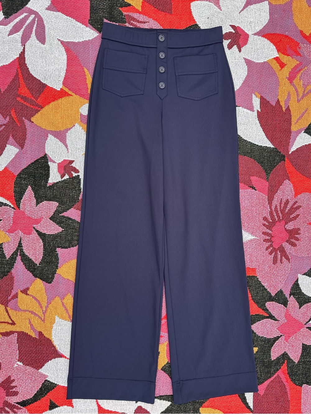 Halara DayStretch High Waisted Pockets Straight Leg Casual Pants NWT Navy Blue